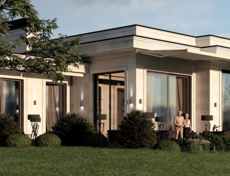 Камень в экстерьере загородного участка: идеи фасадов, террас и подпорных стен